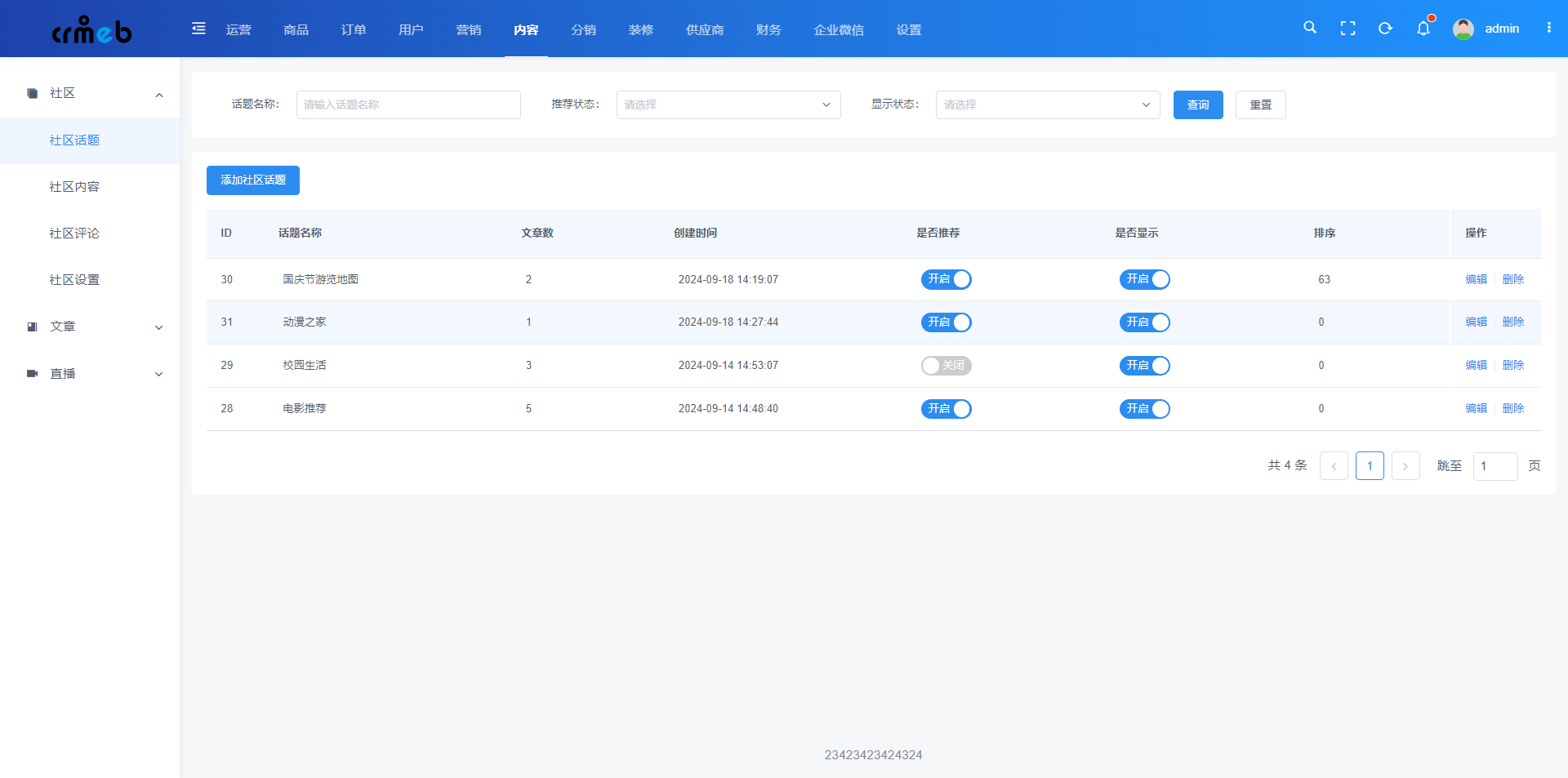 CRMEB pro v3.1社区话题 - CRMEB文档
